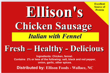 Load image into Gallery viewer, 10 lb Fresh Italian Chicken Sausage ( Elizabethtown 11/20/21 )